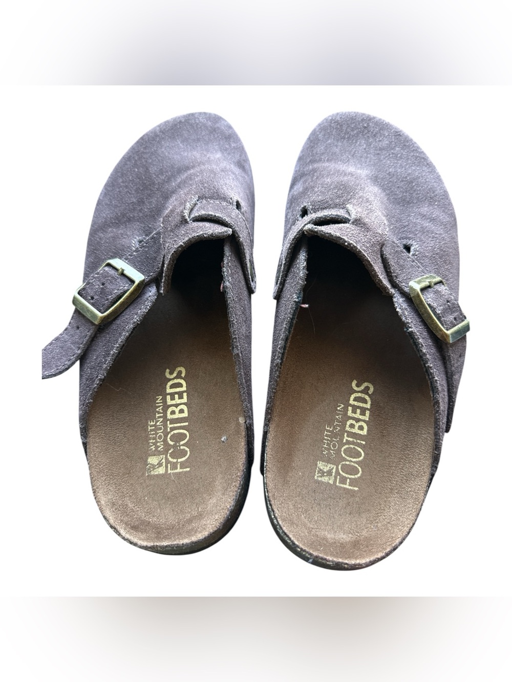 White Mountain Bari Clogs 6 Women’s Dark Brown Suede Slip-On Buckle - Picture 5 of 9